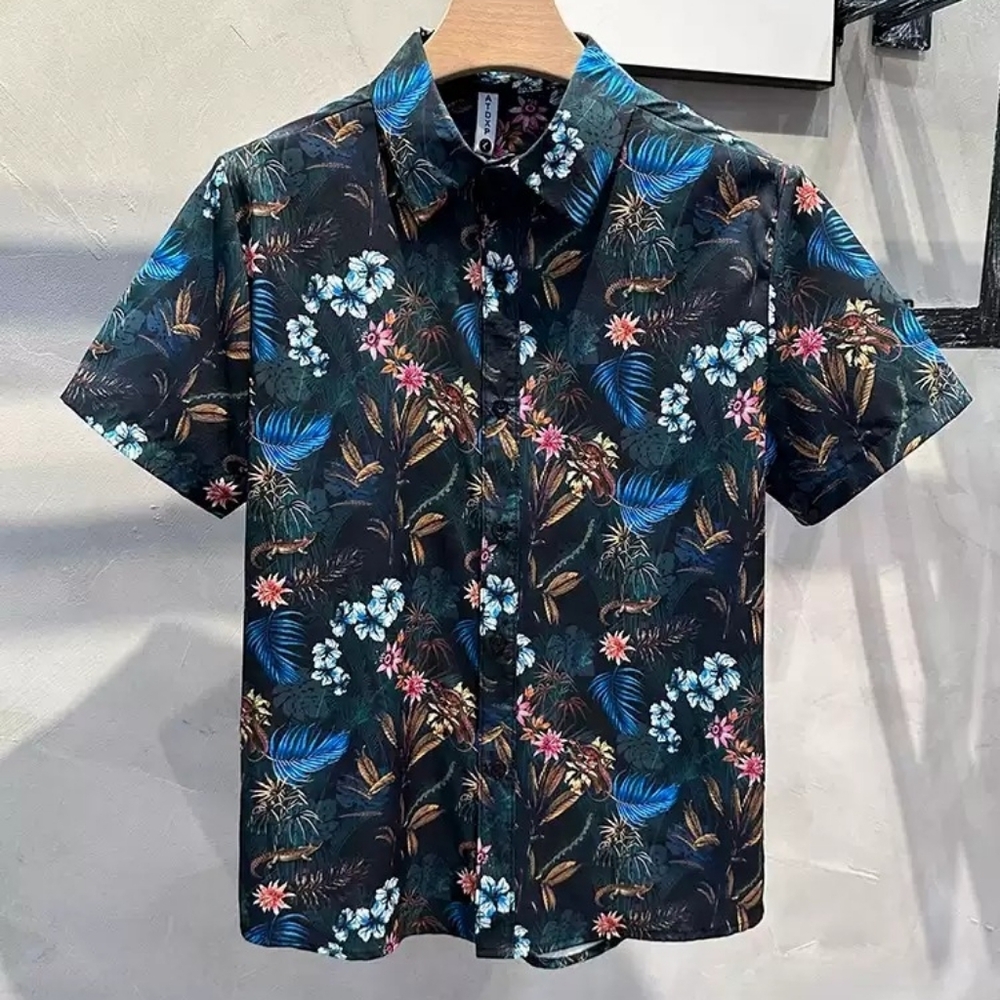 Tropical Jungle Print Aloha Shirt